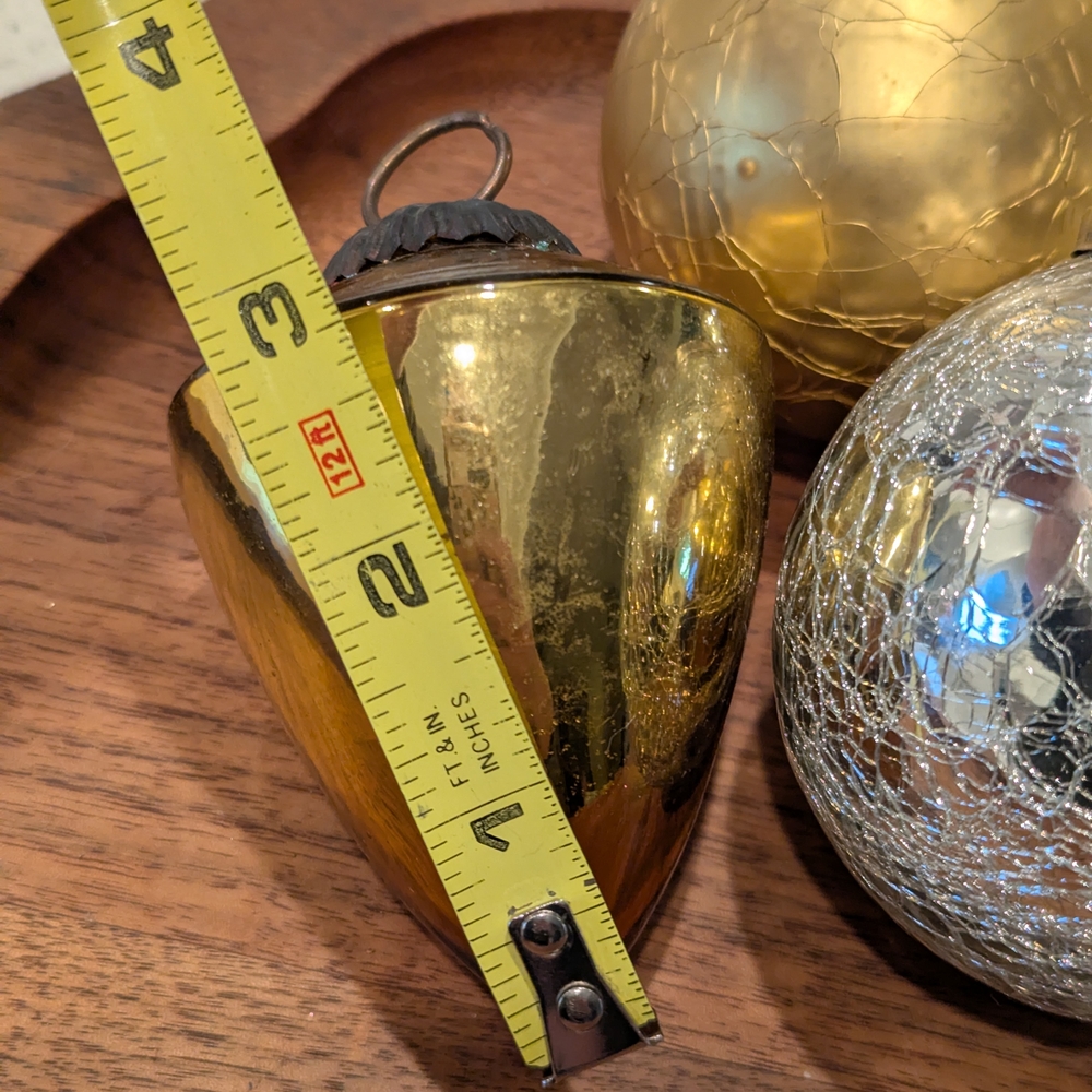 Vintage Lot of 9 Kugel Crackle Heavy Glass German Christmas‎ Tree Ornaments - Picture 8 of 8